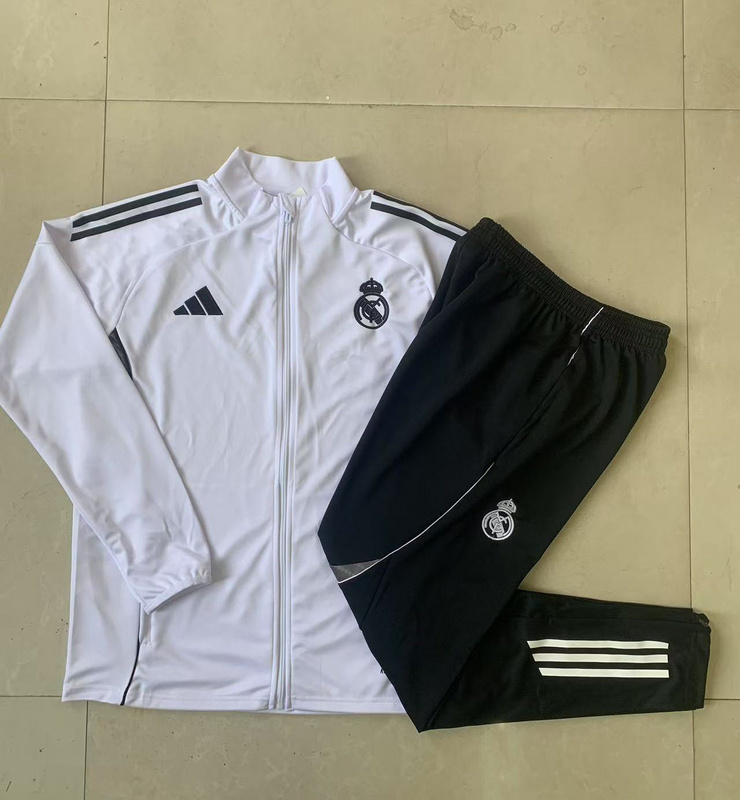 2024/25 Real Madrid White Jacket Training Suit Set Football Team Shirt Sports Fashion