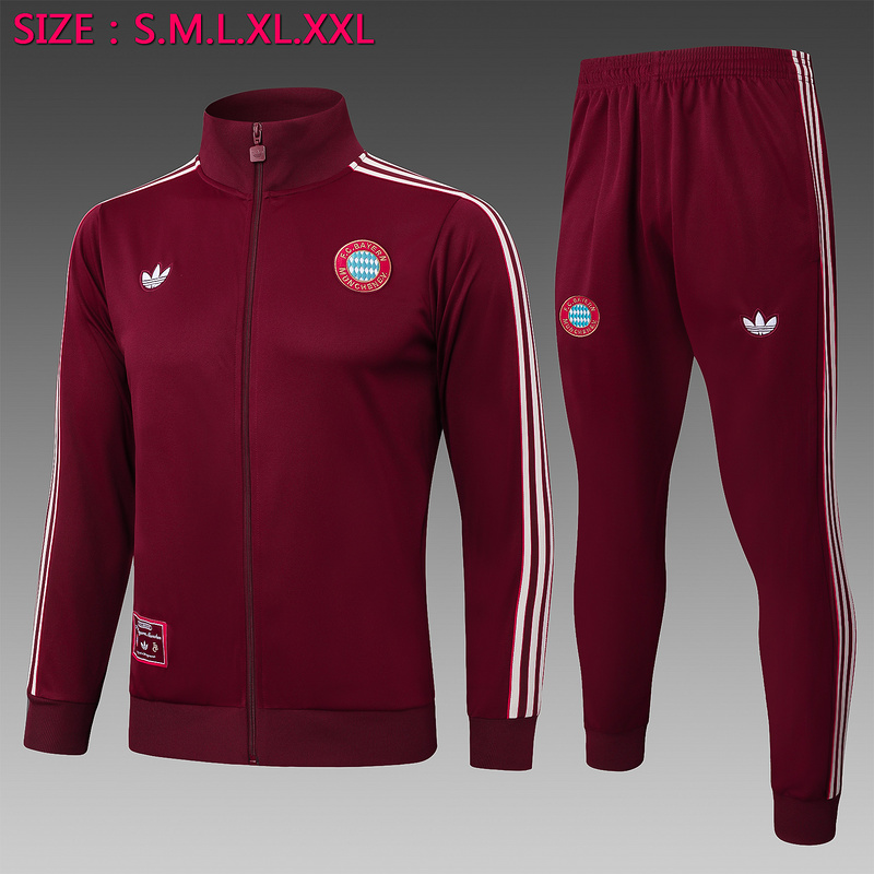 2024/25 Bayern Munich Red Jacket Training Suit Set Football Team Shirt Sports Fashion