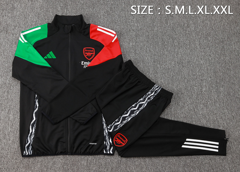 2024/25 Arsenal Black Jacket Training Suit Set Football Team Shirt Sports Fashion
