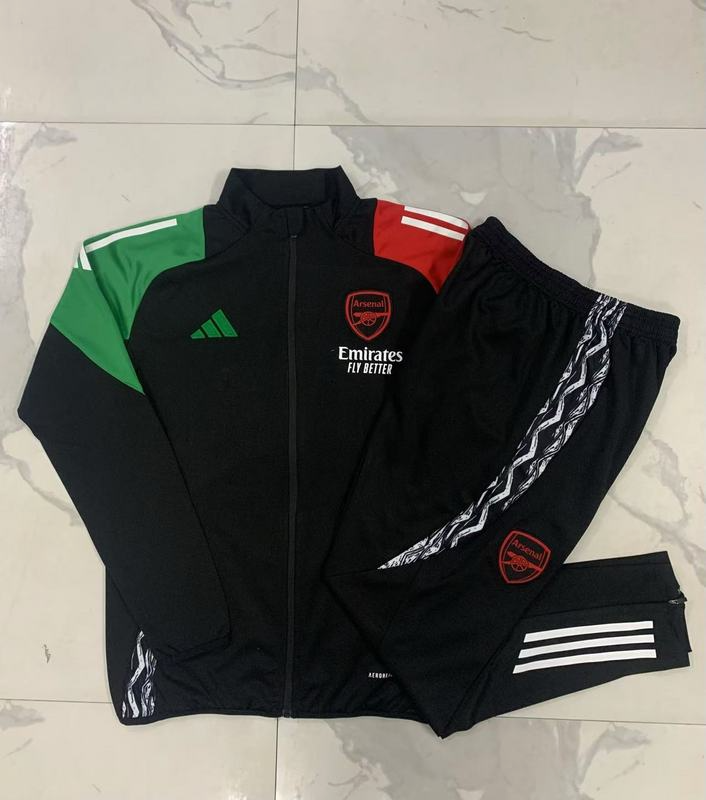 2024/25 Arsenal Black Jacket Training Suit Set Football Team Shirt Sports Fashion