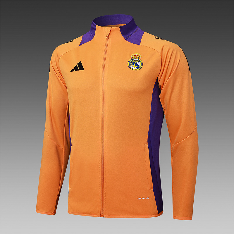 2024/25 Real Madrid Yellow Jacket Training Suit Set Football Team Shirt Sports Fashion