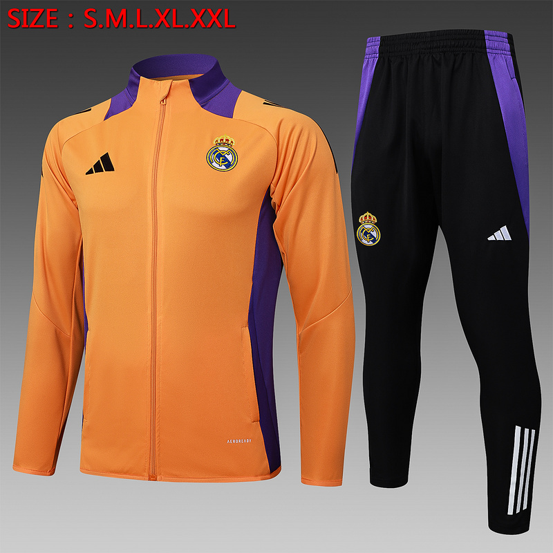 2024/25 Real Madrid Yellow Jacket Training Suit Set Football Team Shirt Sports Fashion