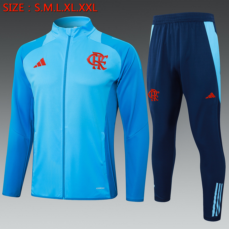 2024/25 Flamengo Light blue Jacket Training Suit Set Football Team Shirt Sports Fashion