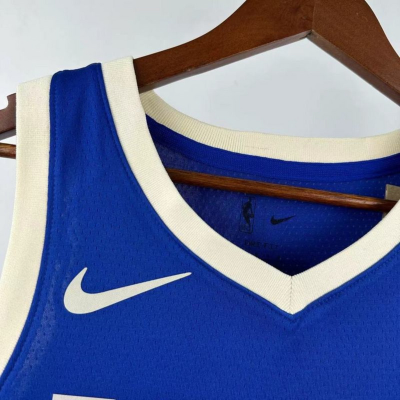 NBA Milwaukee Bucks 2025 V-Neck City Edition Blue jersey ANTETOKOUNMPO#34 S-XXL