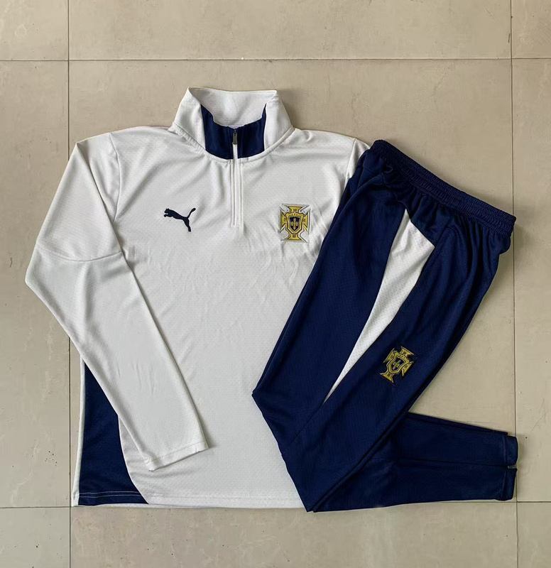 2024/25 Portugal Off white Long-sleeved half-pull training kit Football team kit