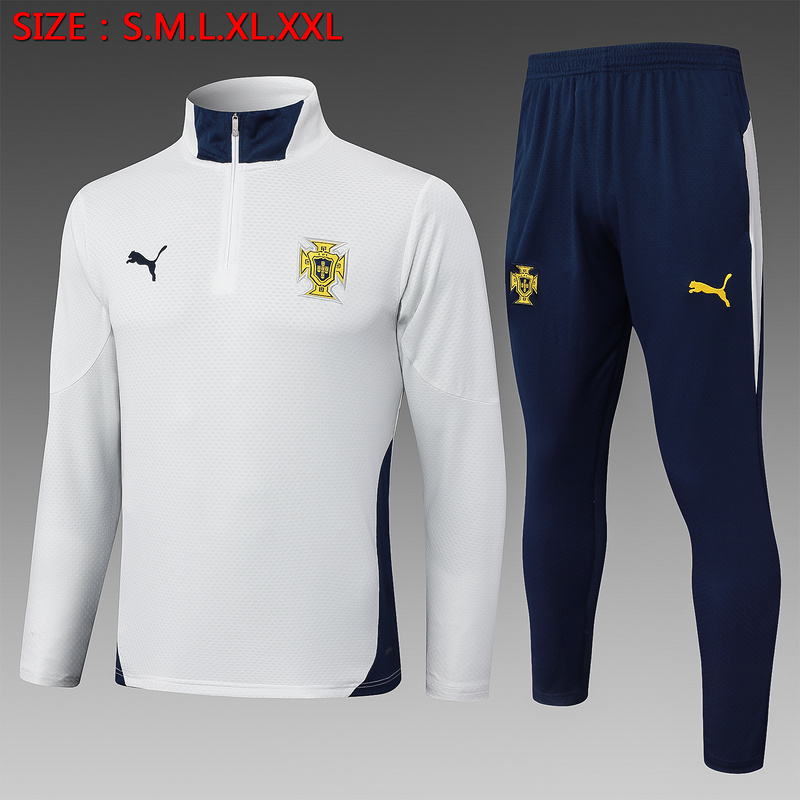 2024/25 Portugal Off white Long-sleeved half-pull training kit Football team kit