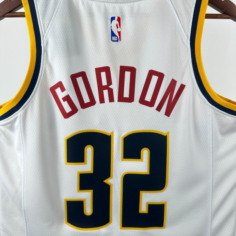 NBA Denver Nuggets V-Neck White jersey GORDON#32 S-XXL