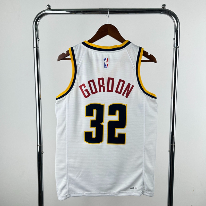 NBA Denver Nuggets V-Neck White jersey GORDON#32 S-XXL