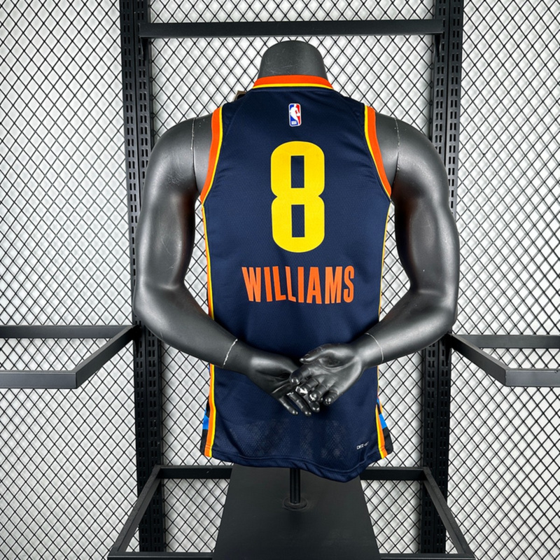 NBA Oklahoma City Thunder 24/25 City Edition V-Neck Black Jersey WILLIAMS#8 S-XXL