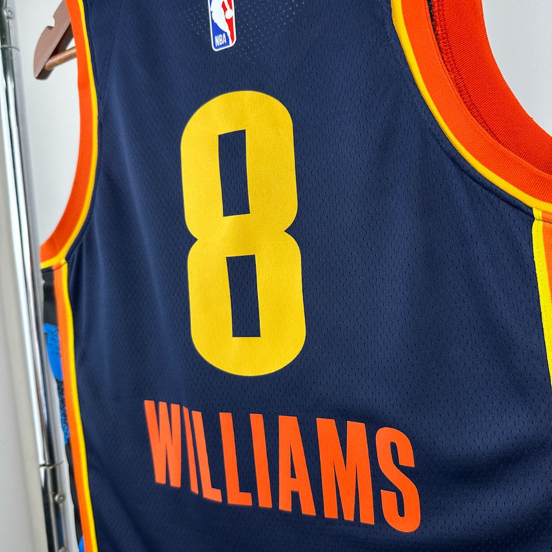 NBA Oklahoma City Thunder 24/25 City Edition V-Neck Black Jersey WILLIAMS#8 S-XXL