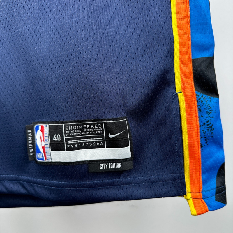 NBA Oklahoma City Thunder 24/25 City Edition V-Neck Black Jersey WILLIAMS#8 S-XXL