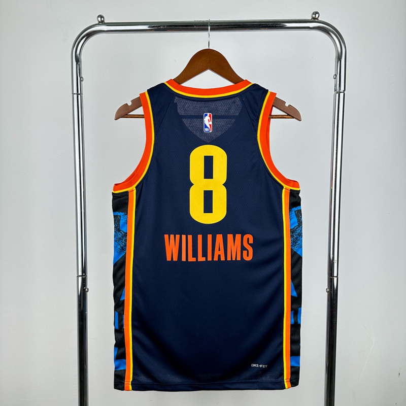 NBA Oklahoma City Thunder 24/25 City Edition V-Neck Black Jersey WILLIAMS#8 S-XXL