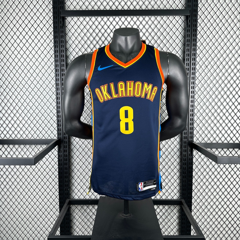 NBA Oklahoma City Thunder 24/25 City Edition V-Neck Black Jersey WILLIAMS#8 S-XXL