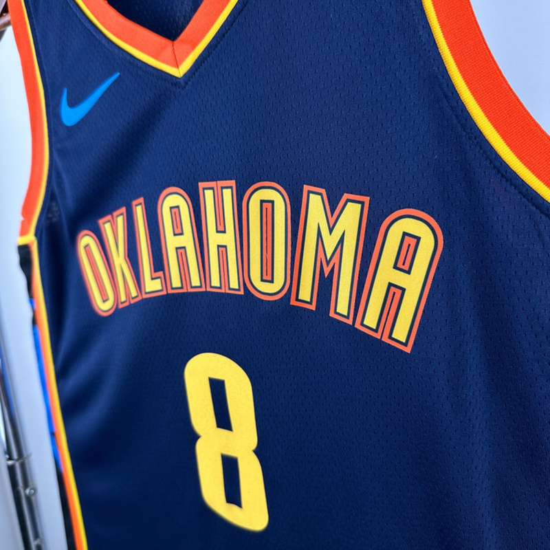 NBA Oklahoma City Thunder 24/25 City Edition V-Neck Black Jersey WILLIAMS#8 S-XXL