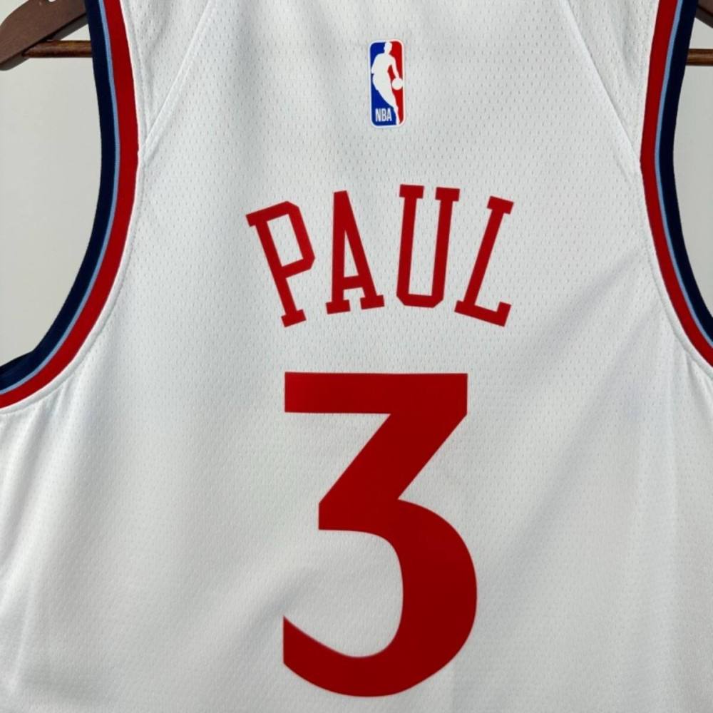 NBA Los Angeles Clippers 24/25 Round Neck White Jersey PAUL#3 S-XXL