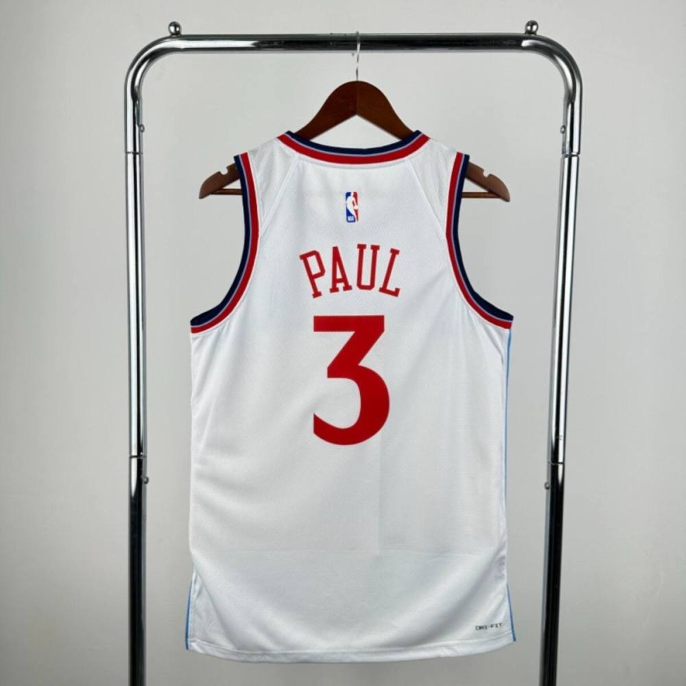 NBA Los Angeles Clippers 24/25 Round Neck White Jersey PAUL#3 S-XXL