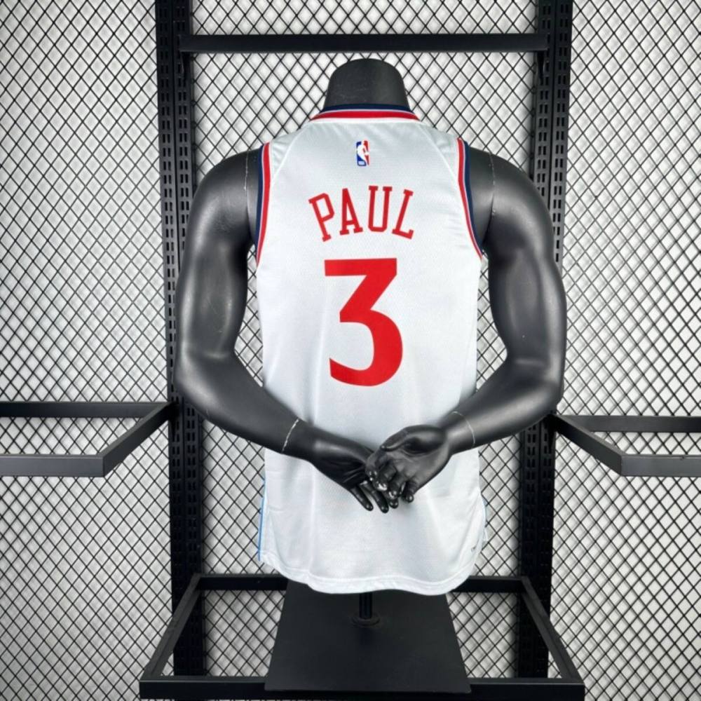 NBA Los Angeles Clippers 24/25 Round Neck White Jersey PAUL#3 S-XXL