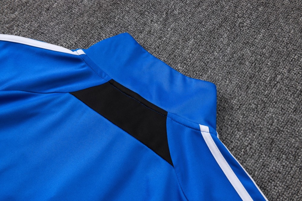 202526 Manchester United Bright Blue Long-sleeved half-pull training kit Football team kit