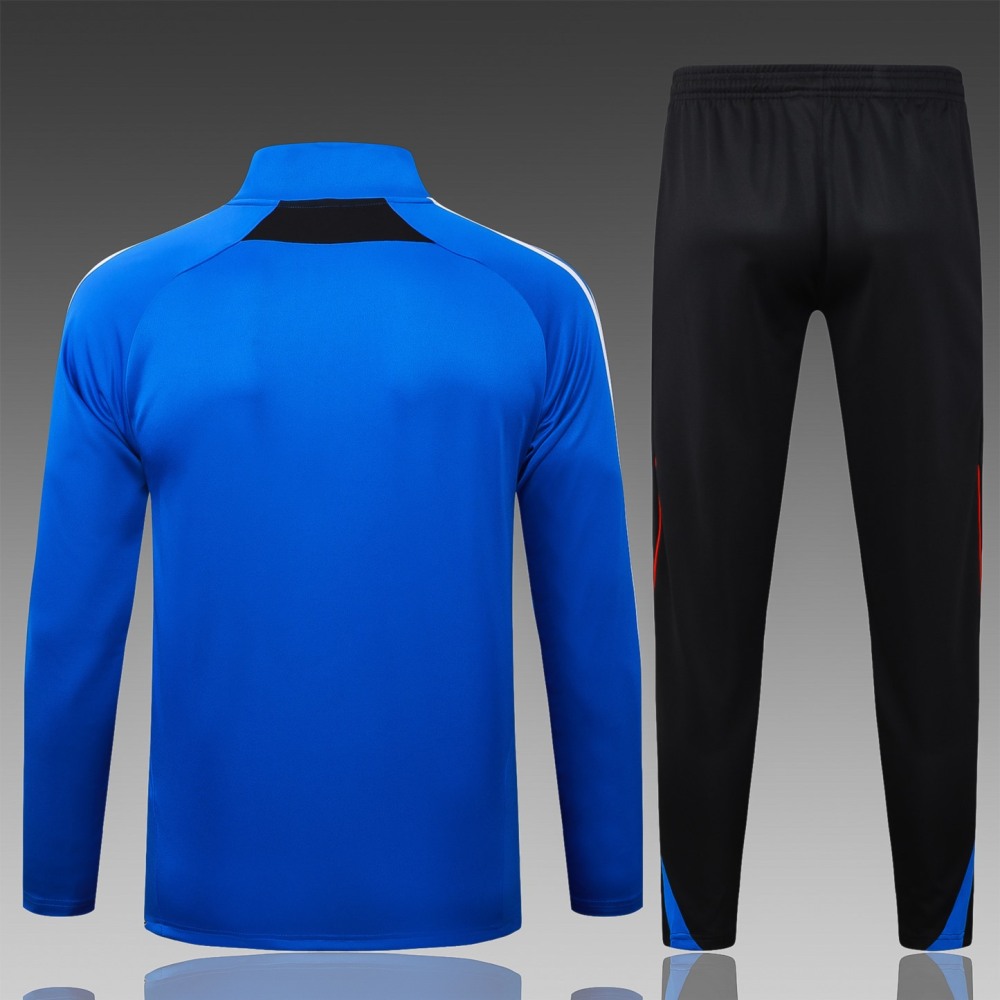 202526 Manchester United Bright Blue Long-sleeved half-pull training kit Football team kit