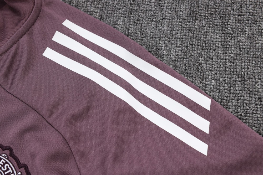 2025/26 Manchester United Dusty Purple Jacket Training Suit Set Football Team Shirt Sports Fashion