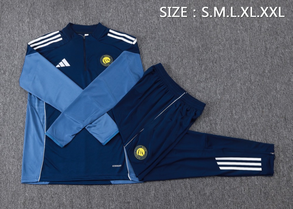 202526 Riyadh royal blue Long-sleeved half-pull training kit Football team kit