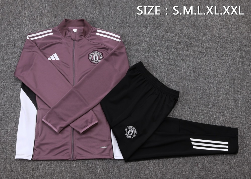 2025/26 Manchester United Dusty Purple Jacket Training Suit Set Football Team Shirt Sports Fashion