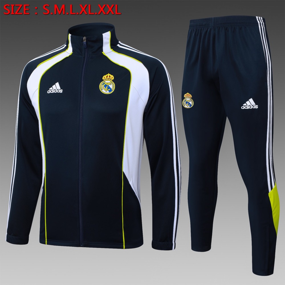 2025/26 Real Madrid cyan Jacket Training Suit Set Football Team Shirt Sports Fashion