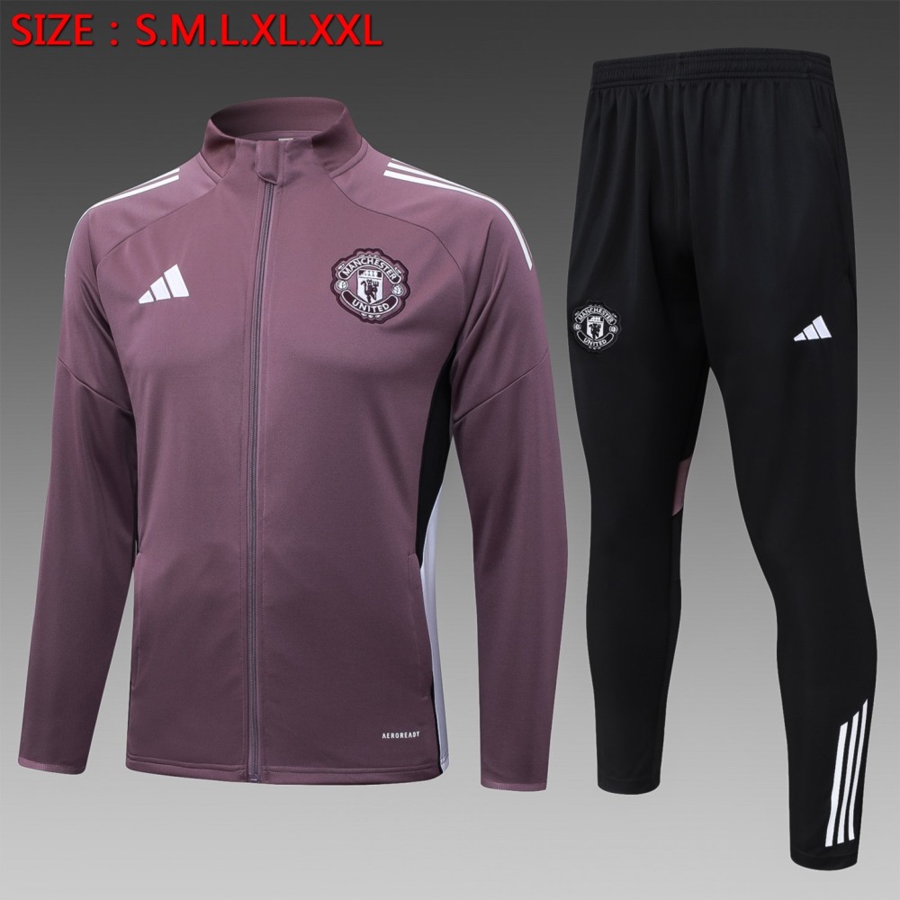 2025/26 Manchester United Dusty Purple Jacket Training Suit Set Football Team Shirt Sports Fashion
