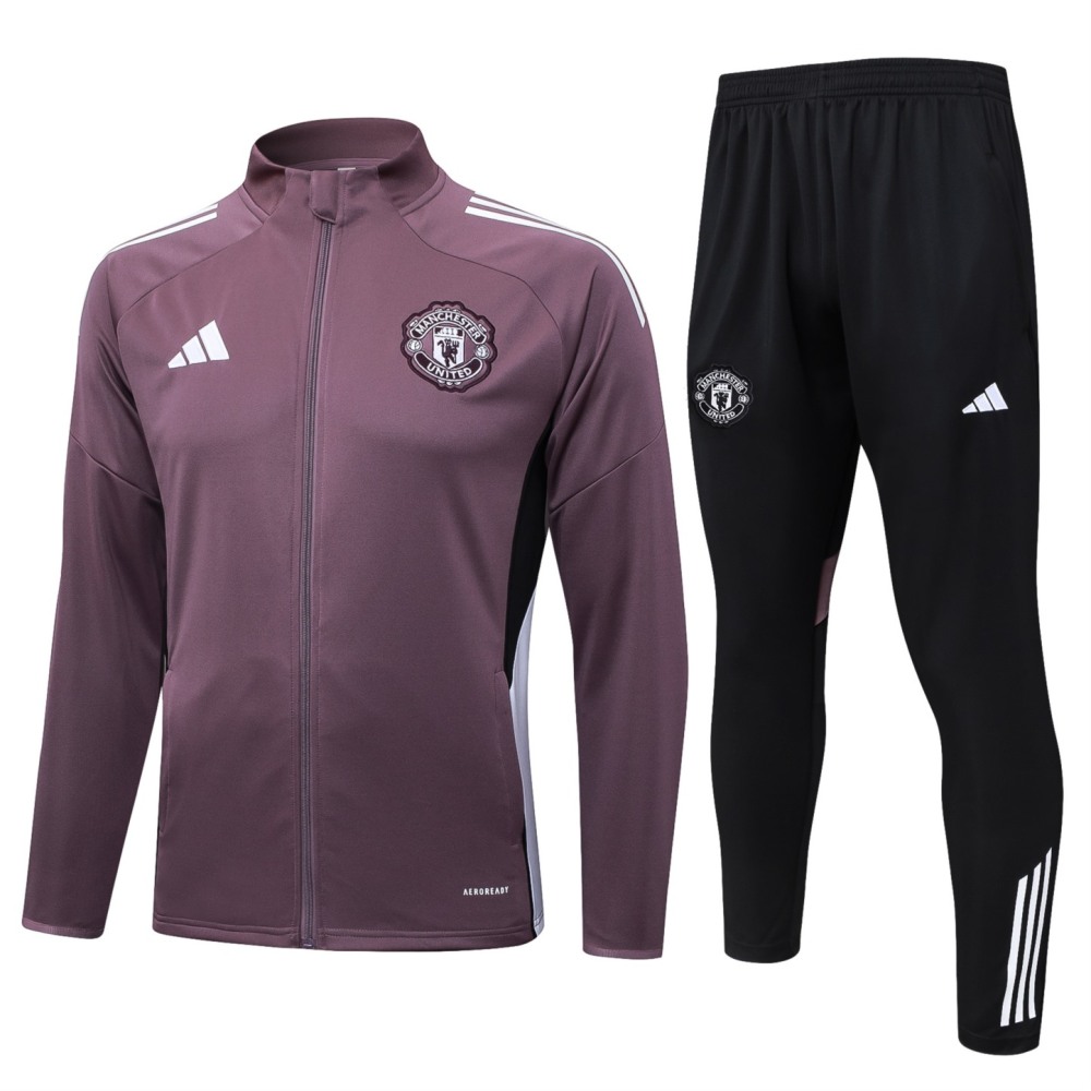 2025/26 Manchester United Dusty Purple Jacket Training Suit Set Football Team Shirt Sports Fashion