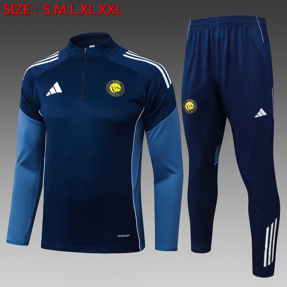 202526 Riyadh royal blue Long-sleeved half-pull training kit Football team kit