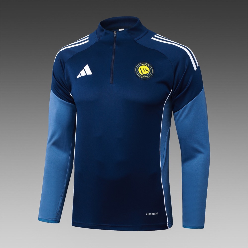 202526 Riyadh royal blue Long-sleeved half-pull training kit Football team kit