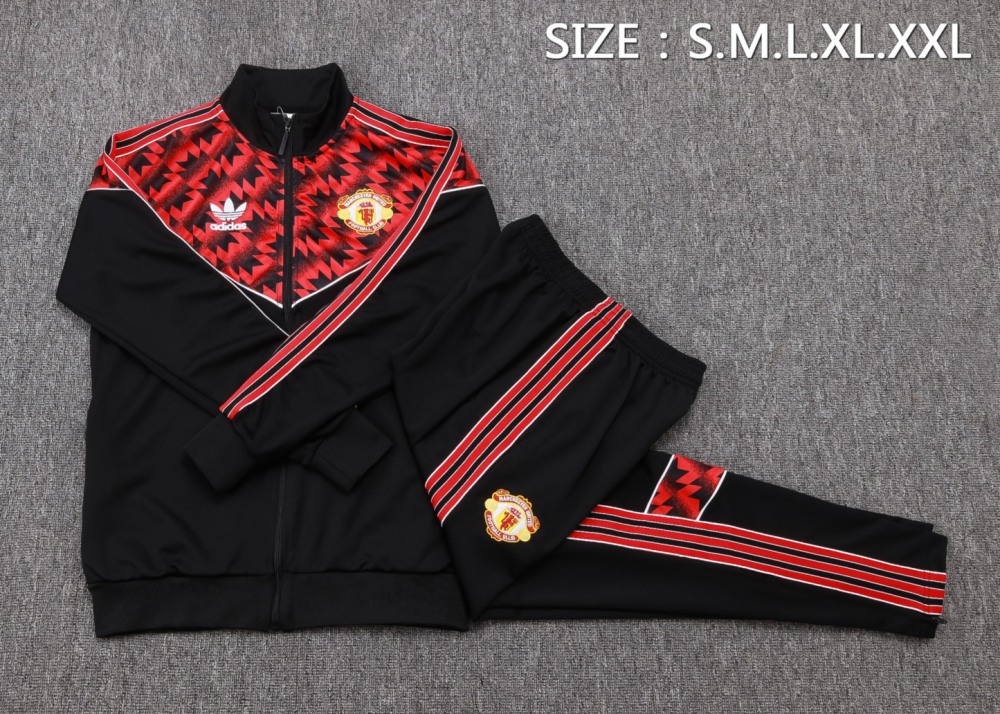 2025/26 Manchester United Black Jacket Training Suit Set Football Team Shirt Sports Fashion