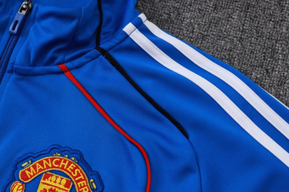 2025/26 Manchester United Colorful Blue Jacket Training Suit Set Football Team Shirt Sports Fashion