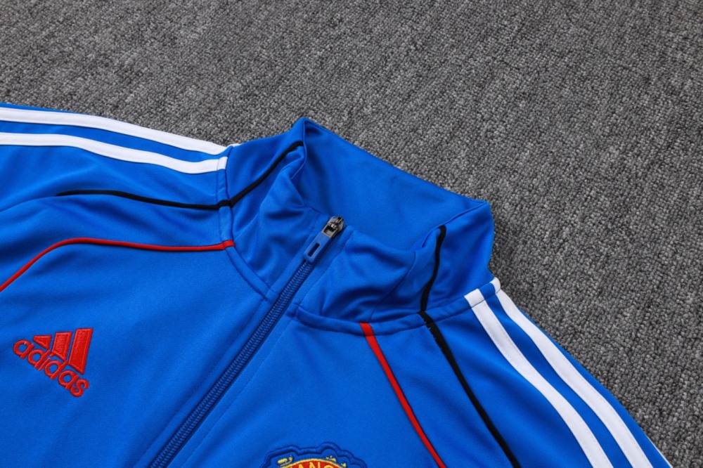 2025/26 Manchester United Colorful Blue Jacket Training Suit Set Football Team Shirt Sports Fashion