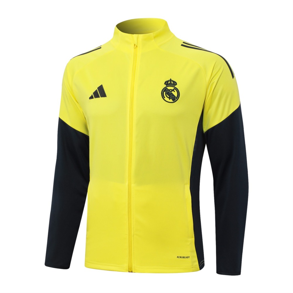 2025/26 Real Madrid yellow Jacket Training Suit Set Football Team Shirt Sports Fashion