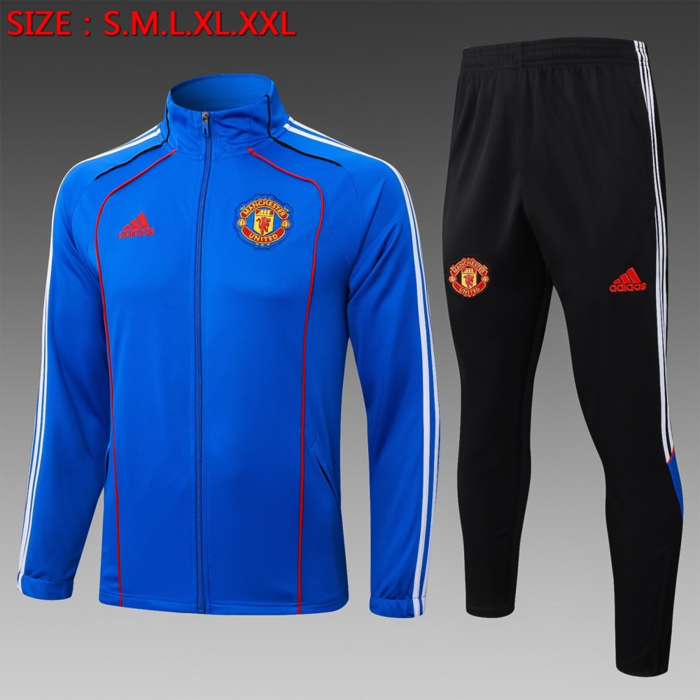2025/26 Manchester United Colorful Blue Jacket Training Suit Set Football Team Shirt Sports Fashion
