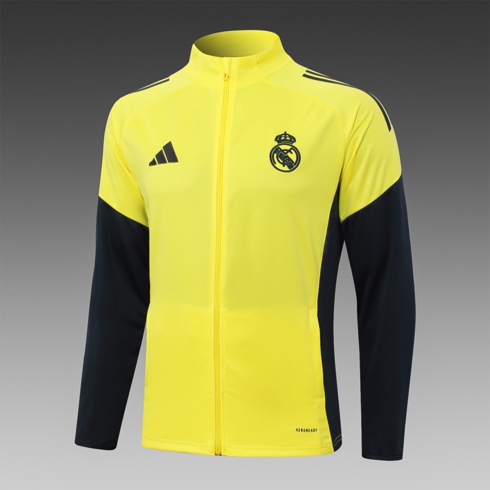 2025/26 Real Madrid yellow Jacket Training Suit Set Football Team Shirt Sports Fashion