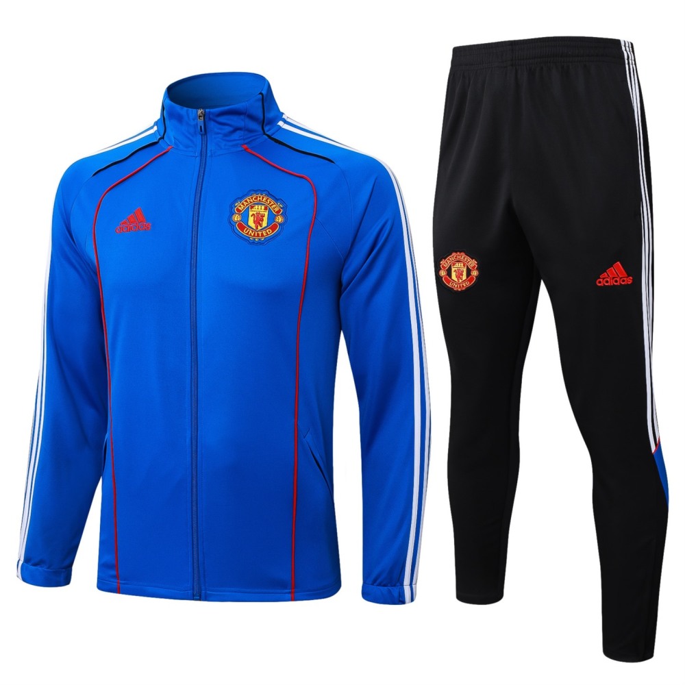 2025/26 Manchester United Colorful Blue Jacket Training Suit Set Football Team Shirt Sports Fashion
