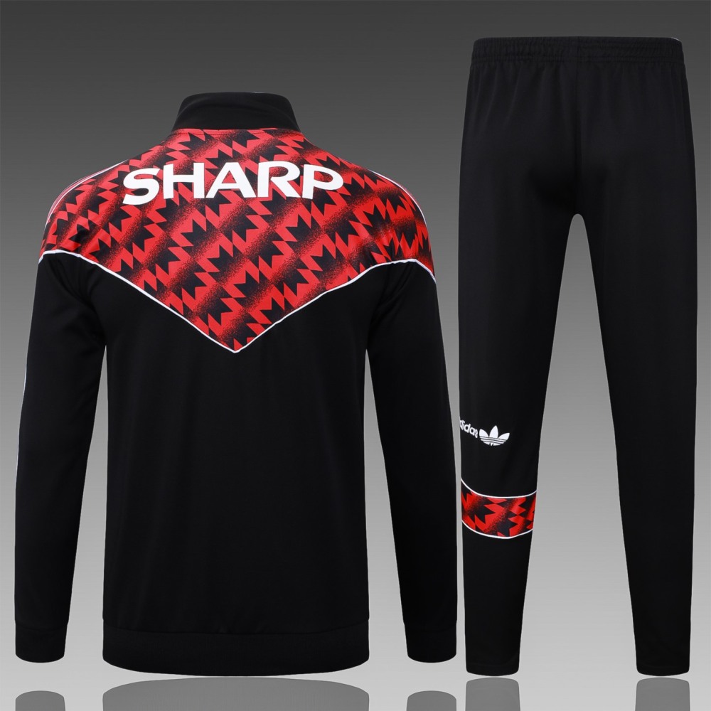 2025/26 Manchester United Black Jacket Training Suit Set Football Team Shirt Sports Fashion