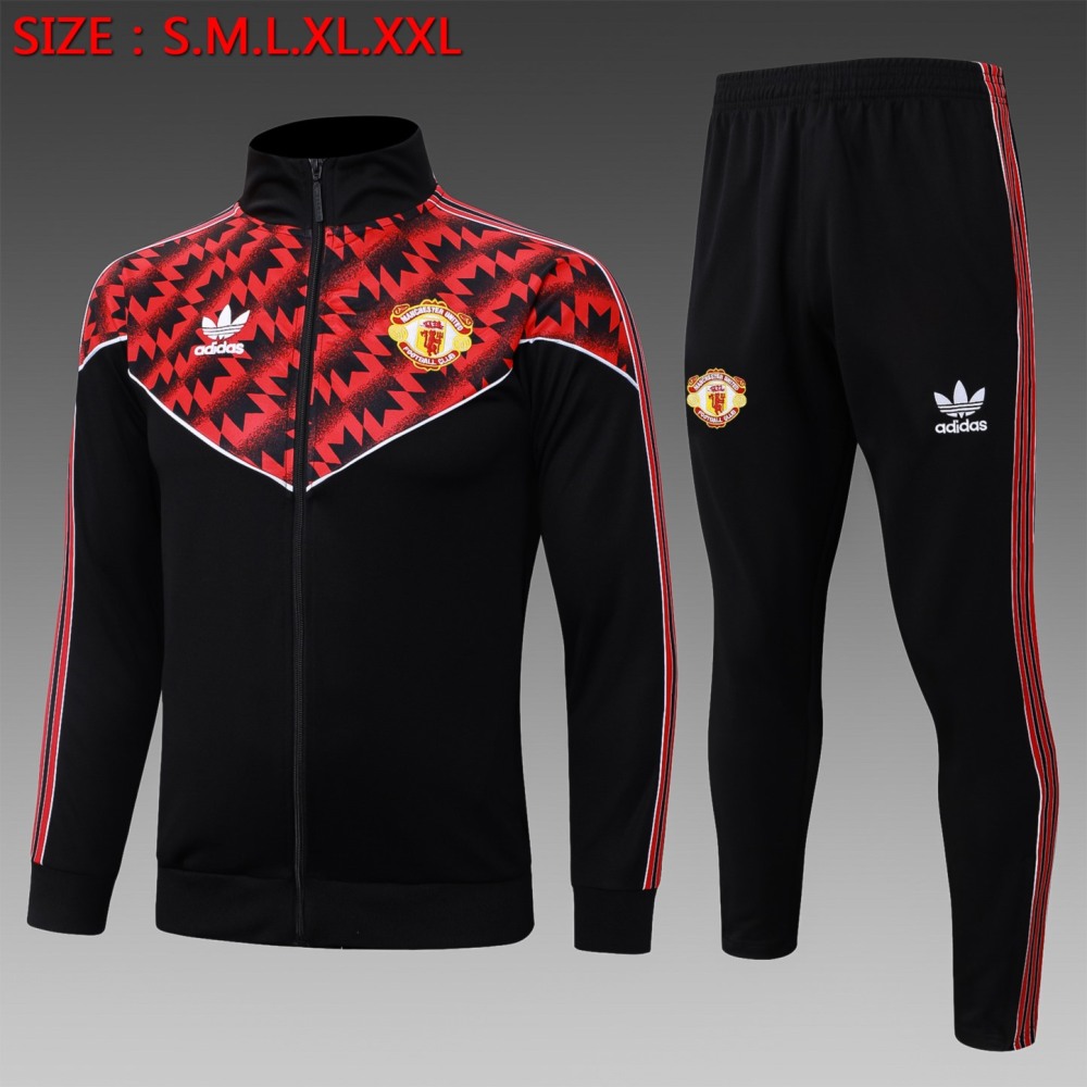 2025/26 Manchester United Black Jacket Training Suit Set Football Team Shirt Sports Fashion