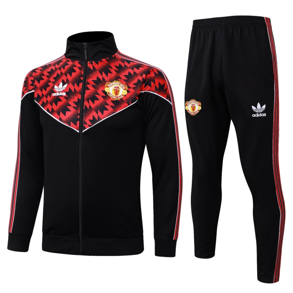 2025/26 Manchester United Black Jacket Training Suit Set Football Team Shirt Sports Fashion