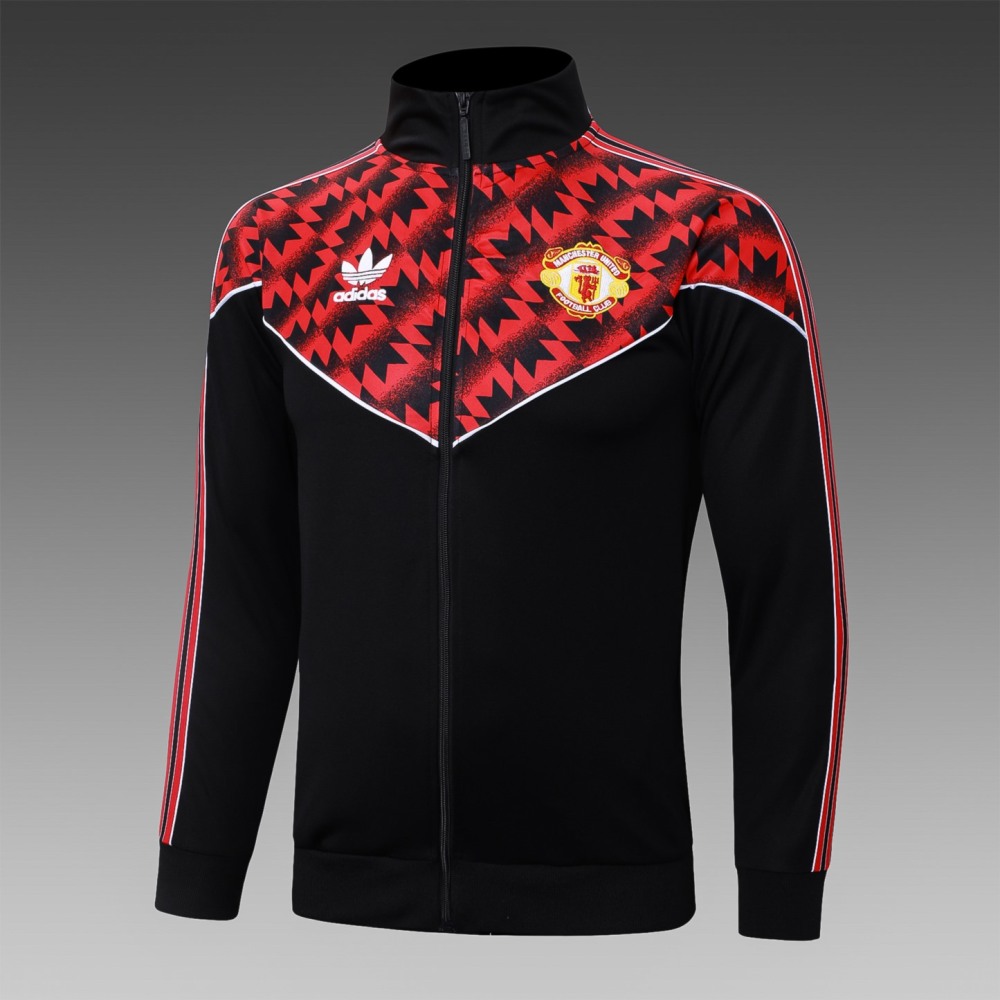2025/26 Manchester United Black Jacket Training Suit Set Football Team Shirt Sports Fashion