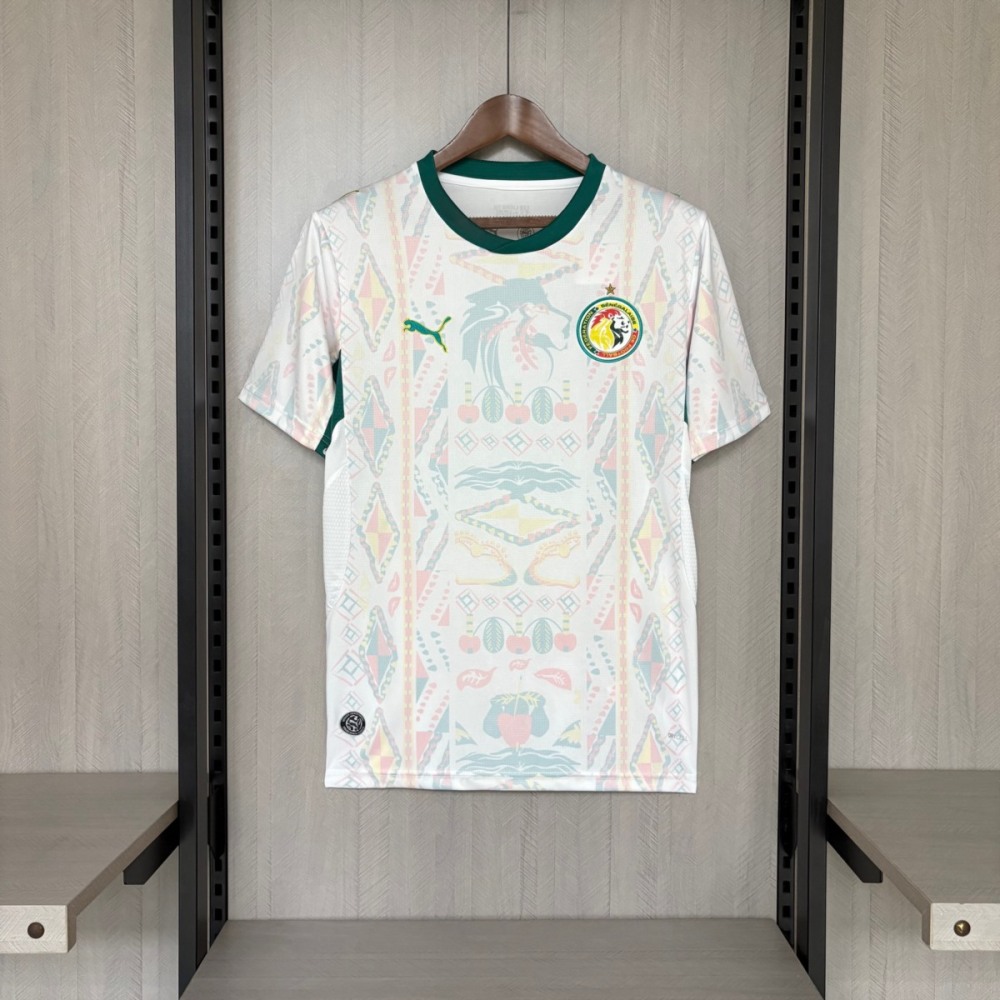 Full front view of Senegal 2026 World Cup home jersey displayed on hanger