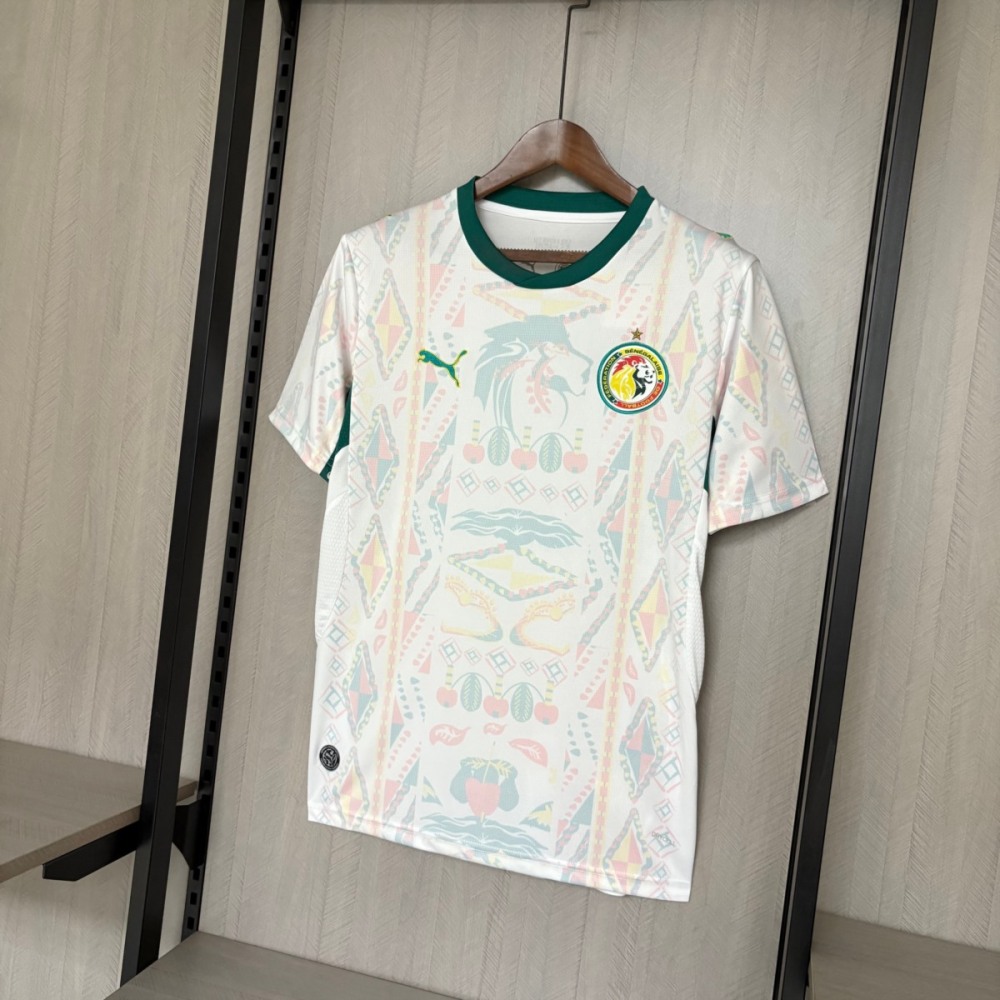 Close-up of Puma DryCell technology marking on Senegal 2026 World Cup jersey fabric
