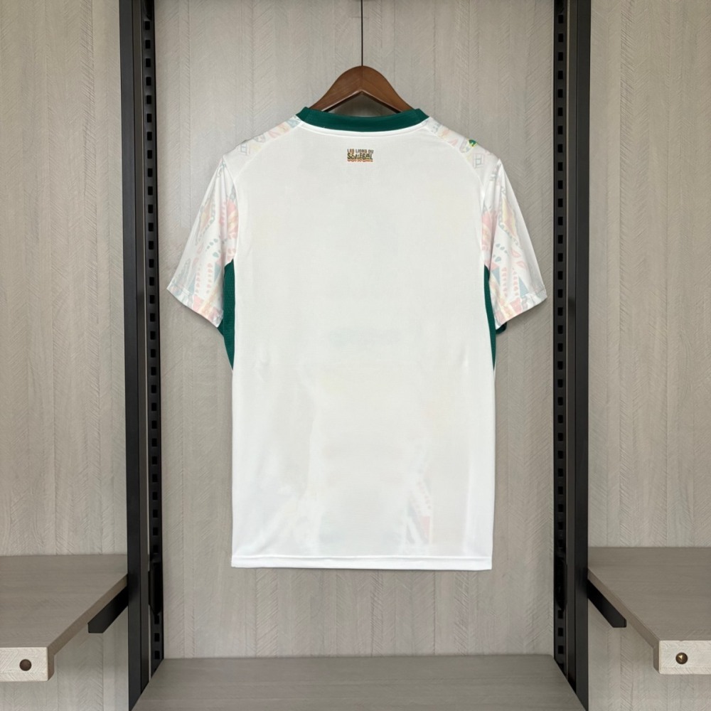 Full back view of Senegal 2026 World Cup home jersey with clean white design and green collar