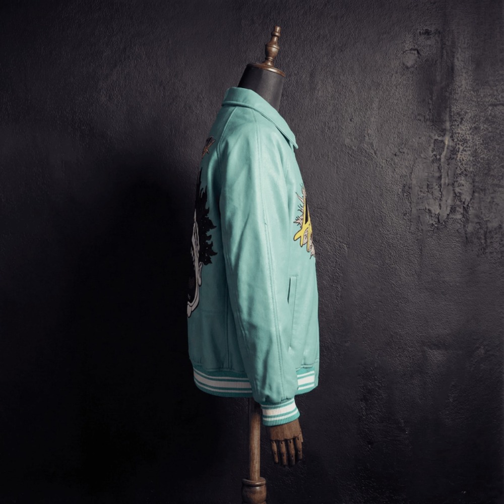 Avirex x Hellstar Scream Face Graphic Leather Bomber Jacket