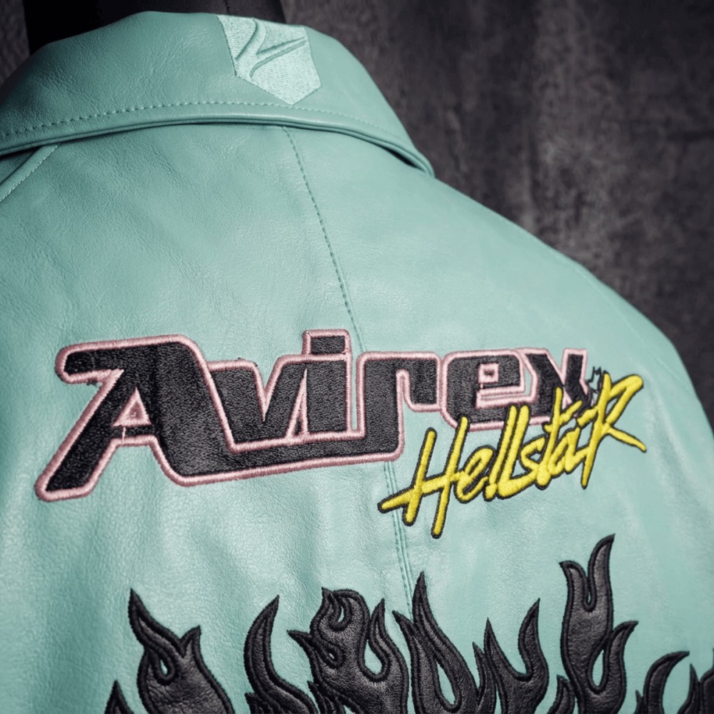 Avirex x Hellstar Scream Face Graphic Leather Bomber Jacket