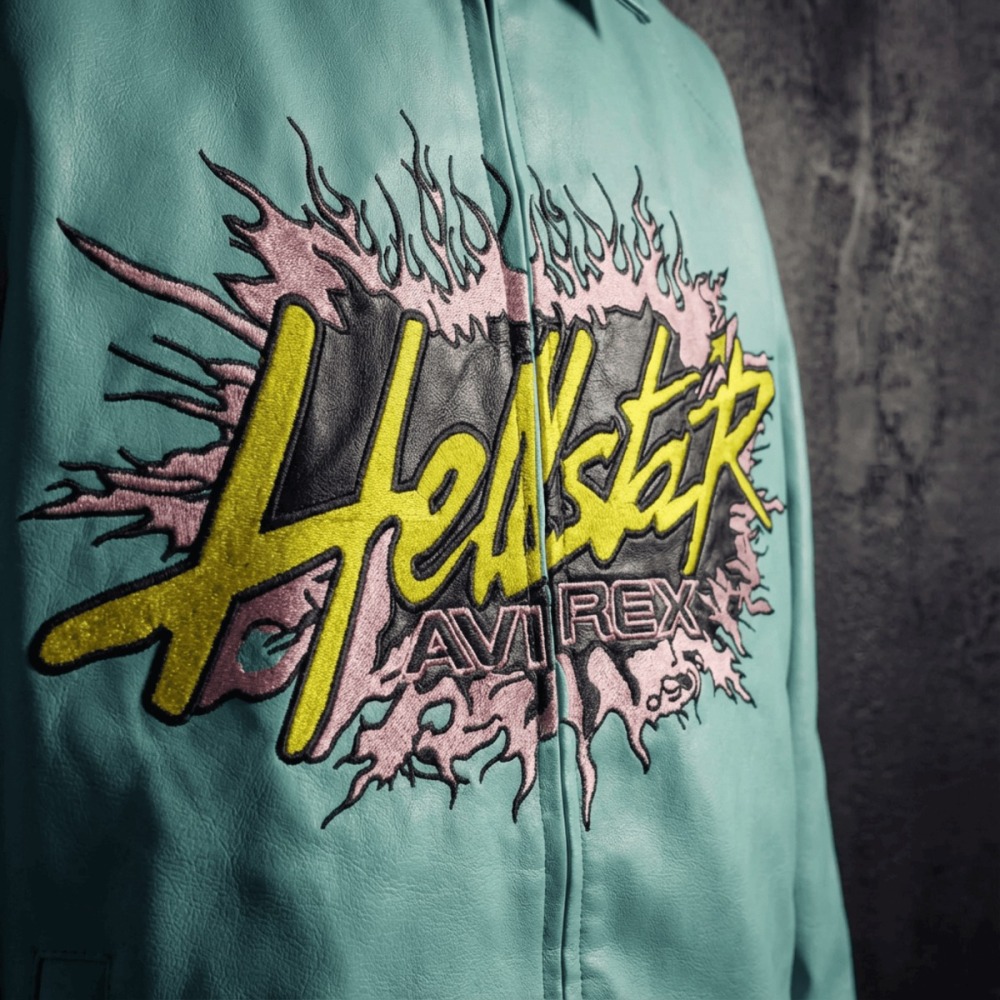 Avirex x Hellstar Scream Face Graphic Leather Bomber Jacket