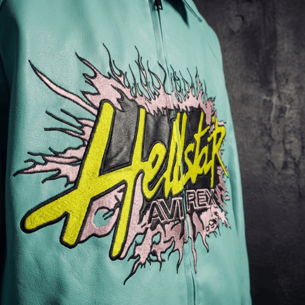 Avirex x Hellstar Scream Face Graphic Leather Bomber Jacket