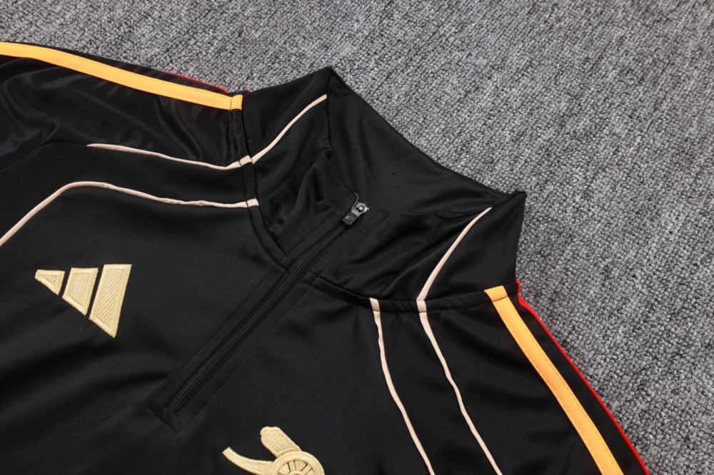 202526 Arsenal Black Long-sleeved half-pull training kit Football team kit